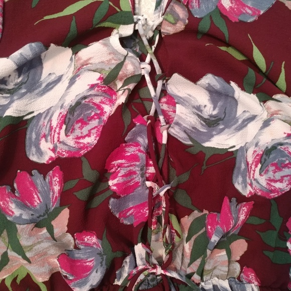 Floral lace up romper - Picture 1 of 2